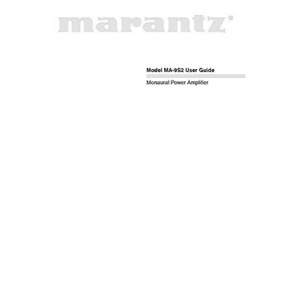 Instruction Manual ONLY for Marantz MA-9S2 Amplifier Owners Instruction Manual REPRINT