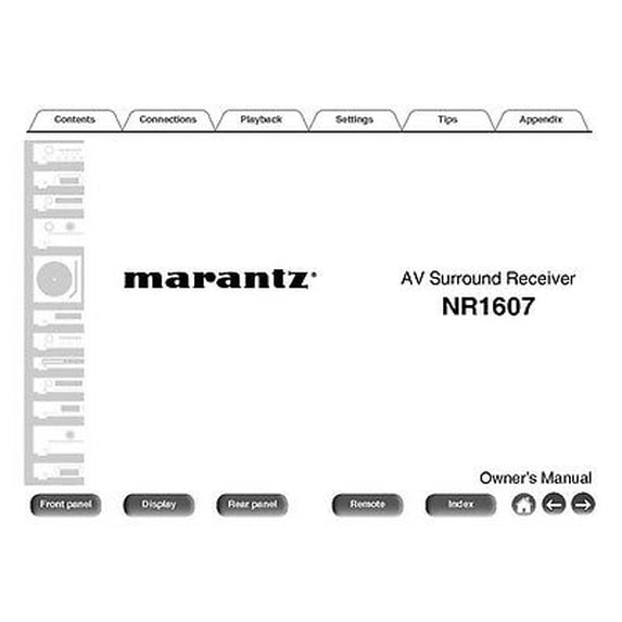 Instruction Manual ONLY for Marantz NR1607 Receiver Owners Instruction Manual REPRINT