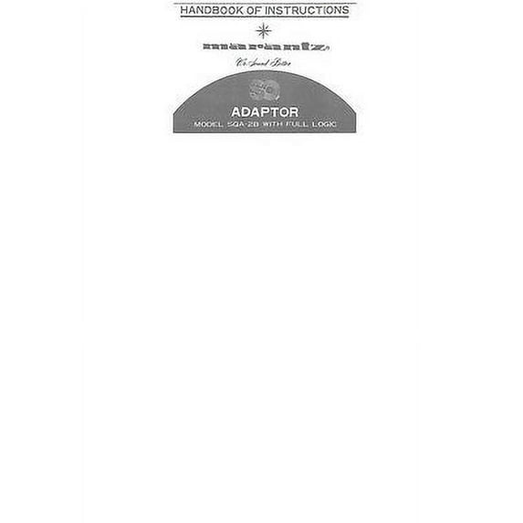 Instruction Manual ONLY for Marantz SQA2B Audio Decoder Owners Manual REPRINT