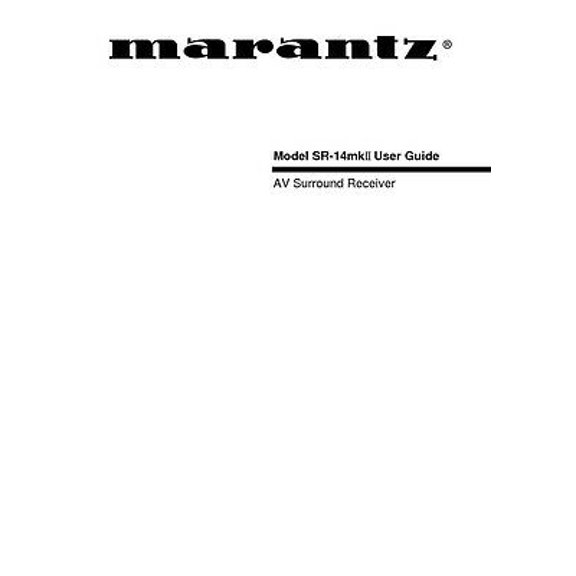 Instruction Manual ONLY for Marantz SR-14MkII Receiver Owners Manual REPRINT