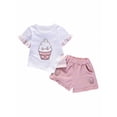 thumbnail image 1 of Maraso 2Pcs Toddler Baby Kids Girls T-shirt Tops+Shorts Outfit Clothes Set, 1 of 3