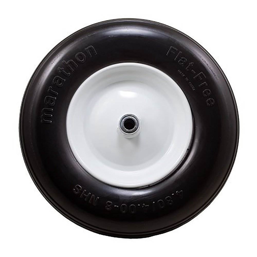 Marathon Tire 4.80/4.00-8, 3" Centered Hub Flat Free Ribbed Replacement Tire