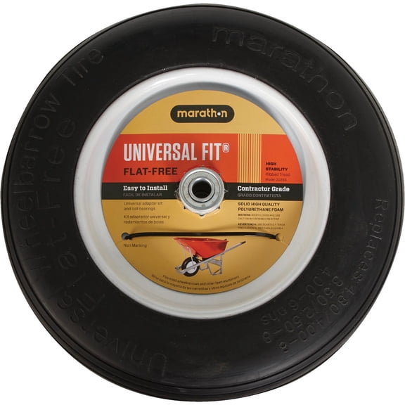 Marastar Marathon Universal Flat Free Wheelbarrow Wheel - Single Pack
