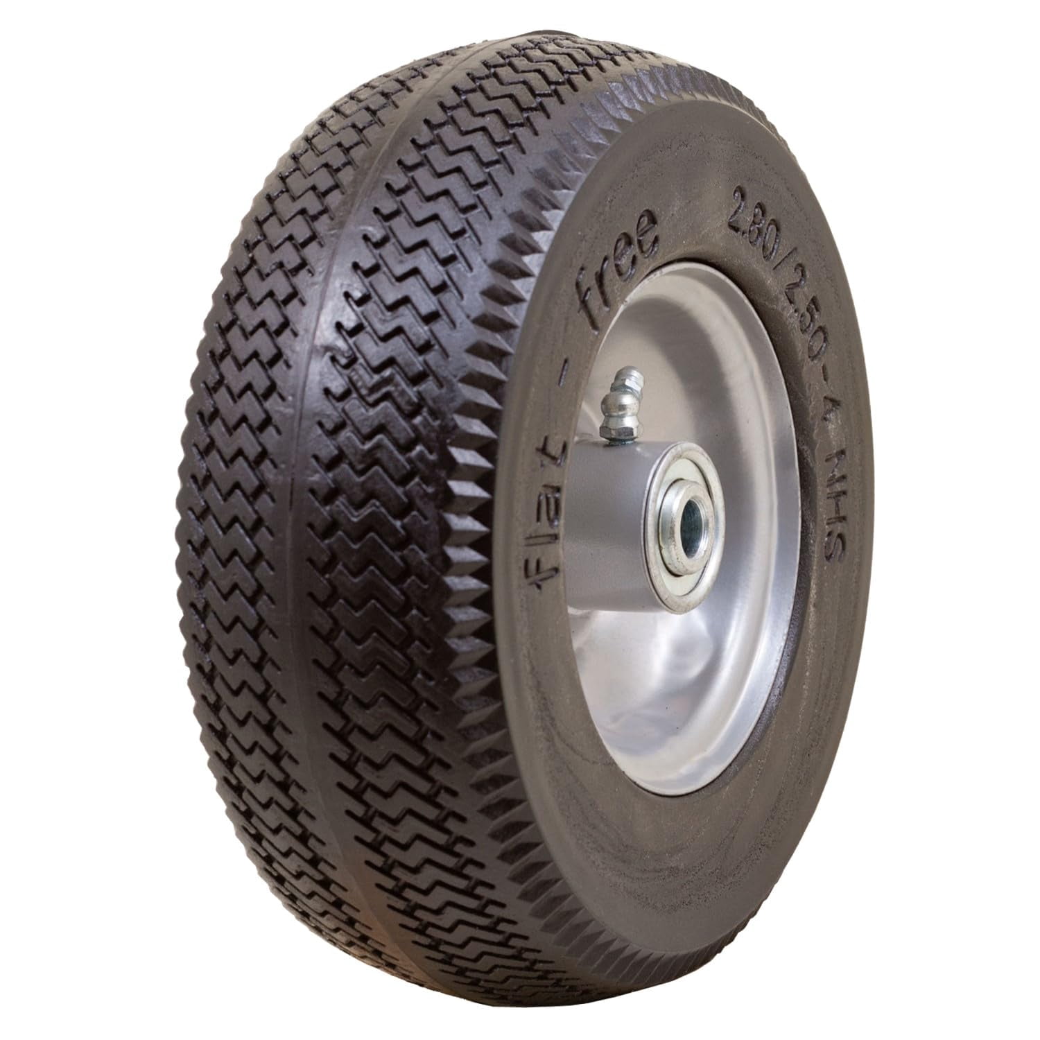 Marathon 00026 Flat Free 2.80/2.50-4 Tire and Wheel Assembly, 3” Centered Hub, 1/2” Ball Bearings, Replacement Tire for Casters, Utility Carts and Other Equipment, Easy Install Assembly CA1