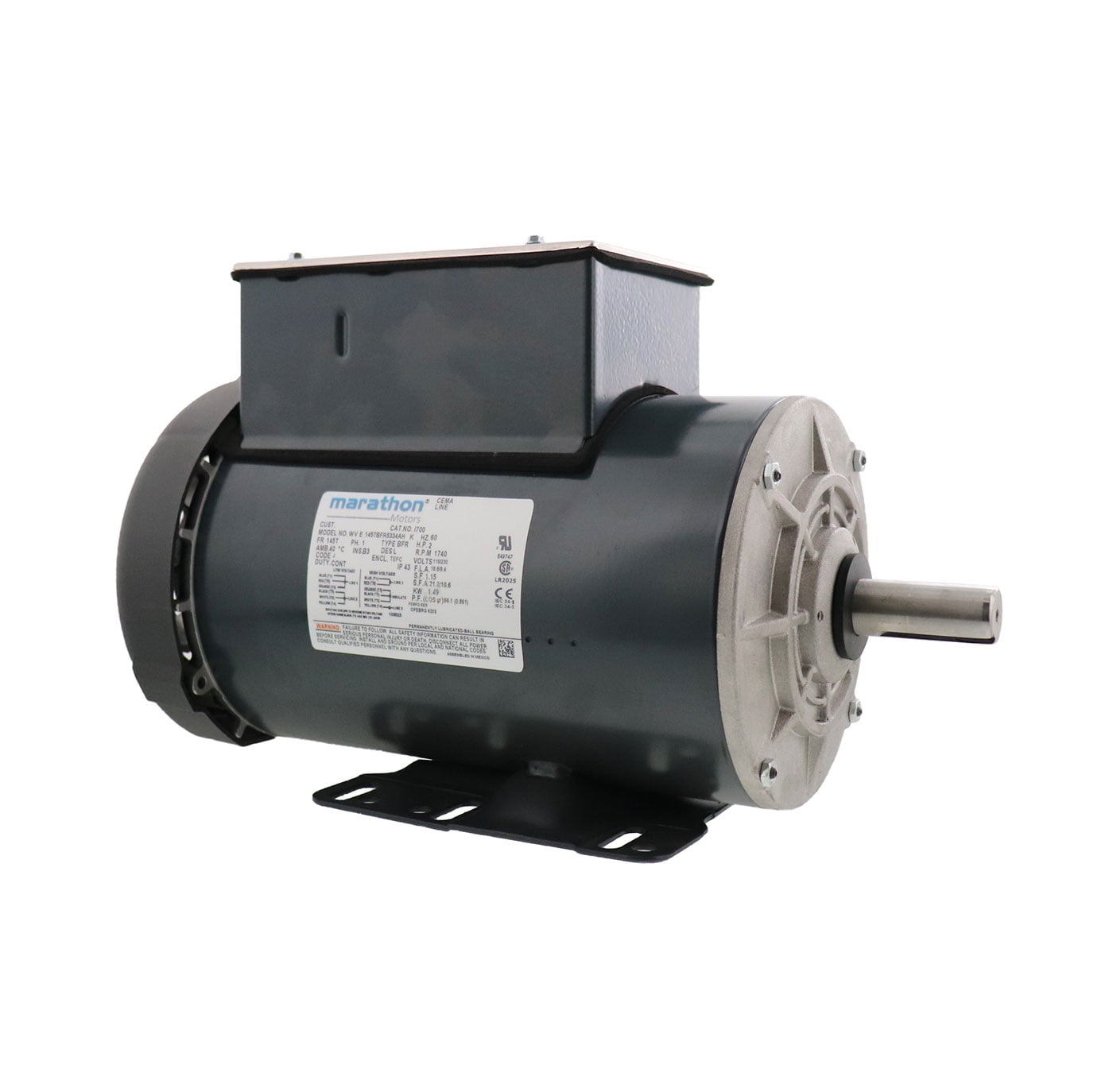 Marathon 2 HP General Purpose Single Phase Motor 1740 RPM 115/230V 60Hz