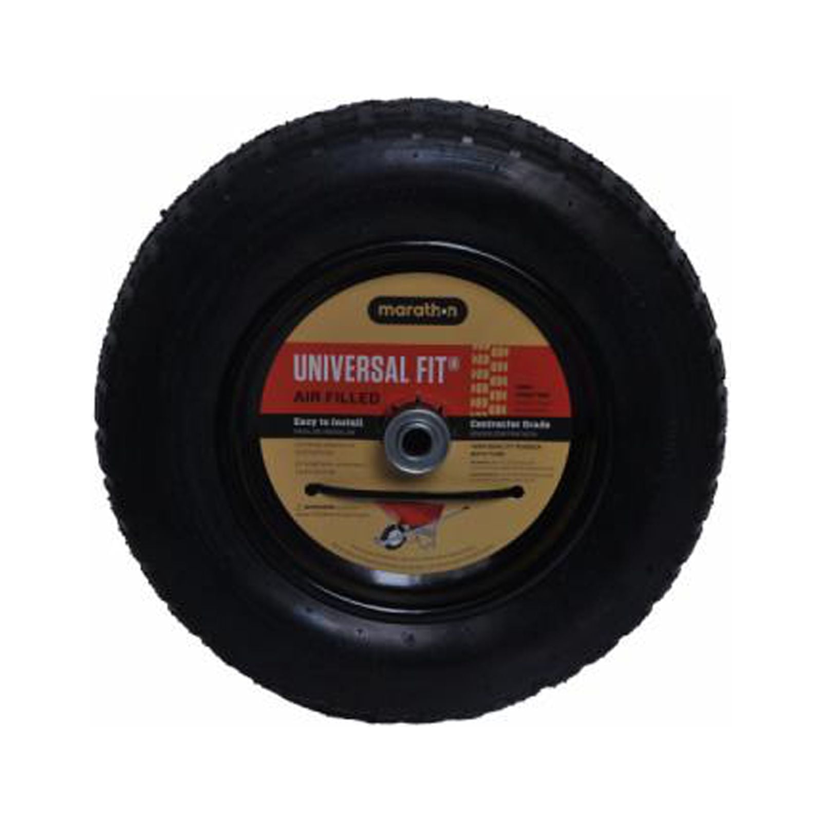 Marathon 20265 Wheelbarrow Tire, Universal Fit, Pneumatic, Knobby Tread, 14.5-In. - Quantity 5