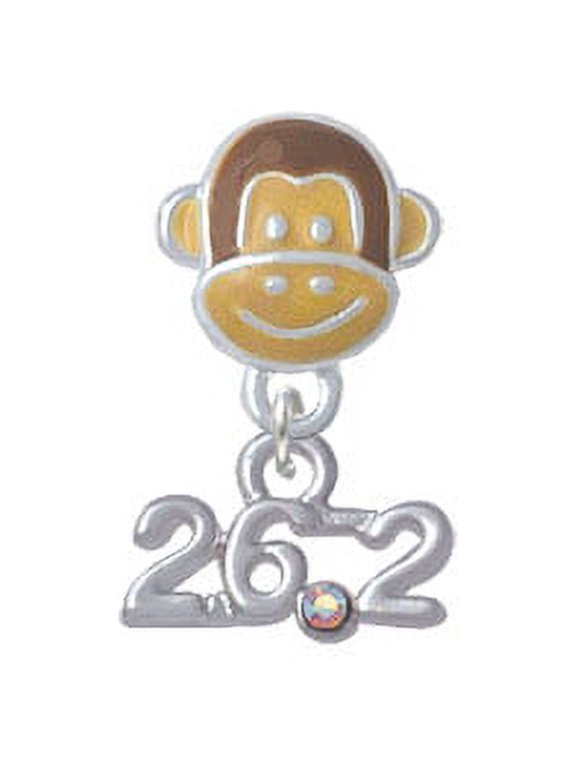 Marathon - 26.2 with Clear AB Crystal - Monkey Face Charm Bead