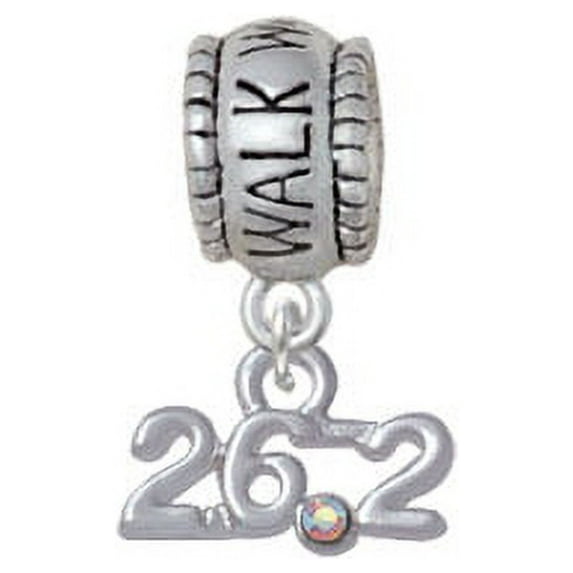 Marathon - 26.2 with Clear AB Crystal - Walk With Jesus Charm Bead