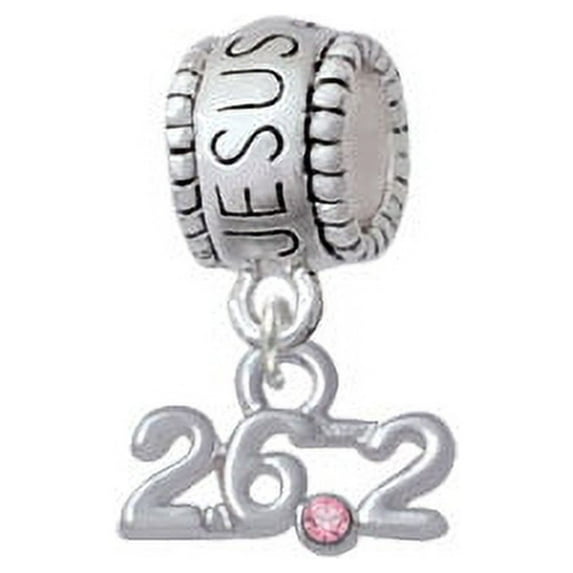 Marathon - 26.2 with Pink Crystal - Jesus Loves Me Charm Bead