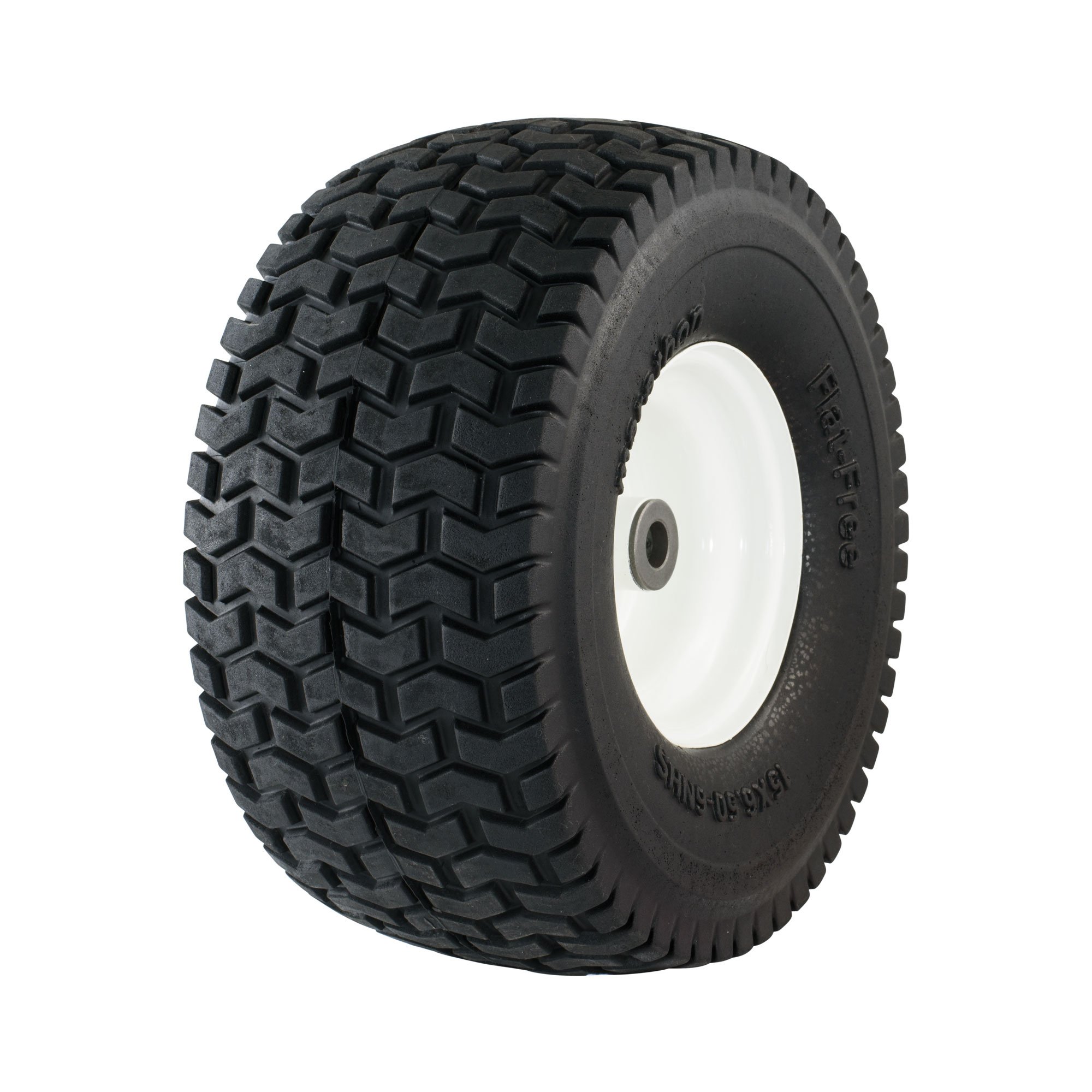 Marathon 30426 15x6.50-6" Flat Free Lawnmower Tire on Wheel, 3" Hub, 3/4" Bushings CA2