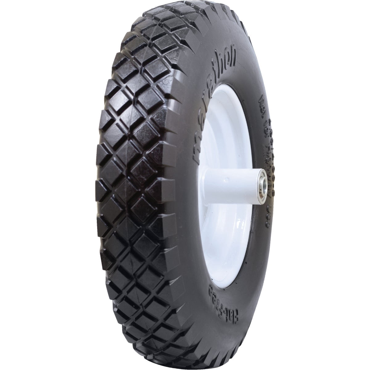 Marathon Flat Free Wheelbarrow Tire on Wheel - Heavy-Duty - 4.80/4.00-8, 6" Hub — Standard Vehicle Use, OE Replacement