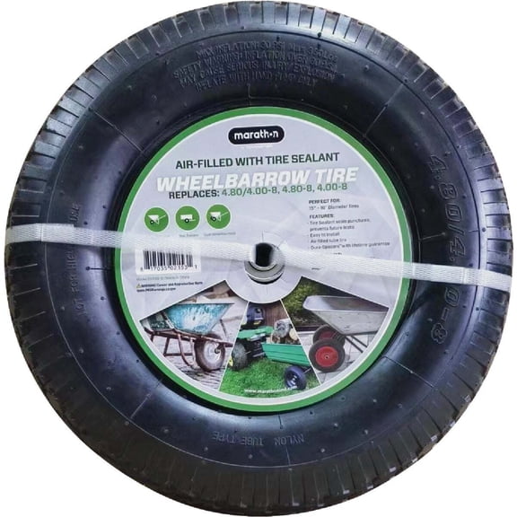 Marathon 4.80/4.00 - 8 In. Wheelbarrow Tire with Air Filled Tire Sealant 20246-S