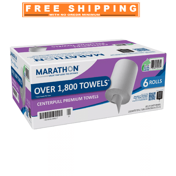 Marathon Centerpull Premium 1-Ply White Paper Towels 6 rolls 300sheets/roll