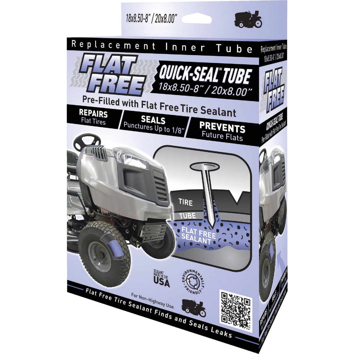 Marathon Flat Free Quick-Seal Replacement Inner Tube - 18x8.50-8"/20x8.00-8" - Pre-filled with Flat Free Tire Sealant