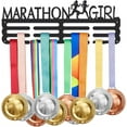 thumbnail image 1 of Marathon Girl Medal Display Rack Sports Events Medal Display Holder with 12 Lines Sturdy Steel Award Display Holders Wall Mounted Medal Display Racks for Ribbon Lanyard Black, 1 of 6