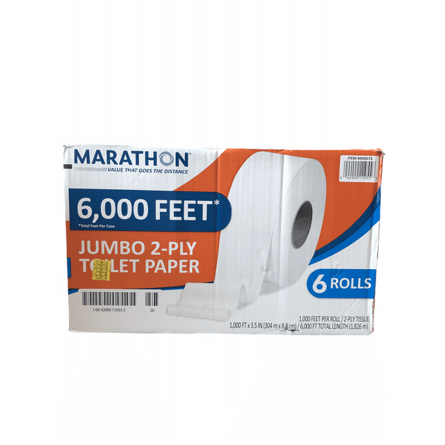 Marathon Jumbo Roll Toilet Paper - 2 Ply - 6 Rolls per Box - 6000 feet / Box