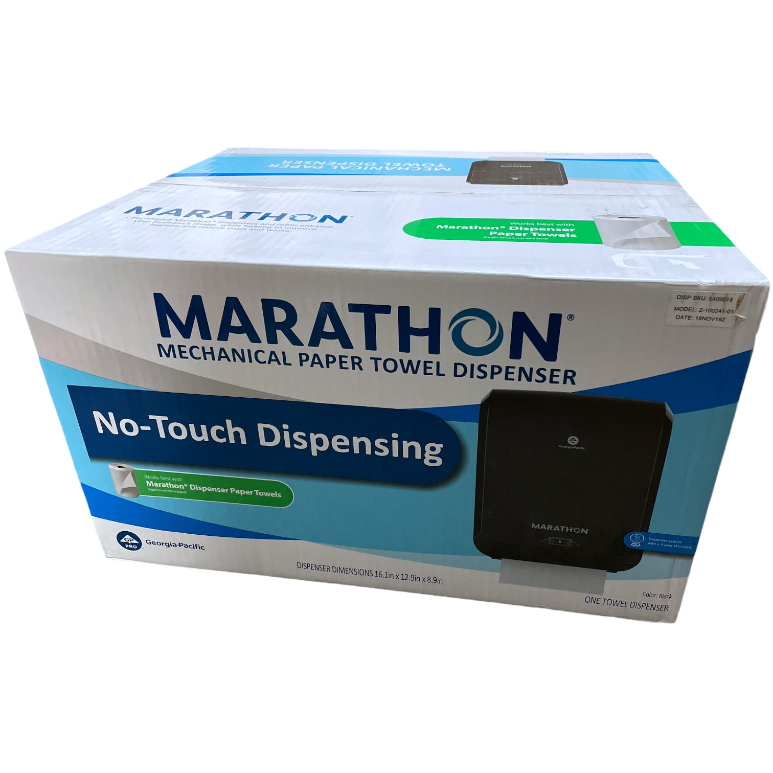 Marathon Mechanical Hardwound Paper Towel Dispenser, Black