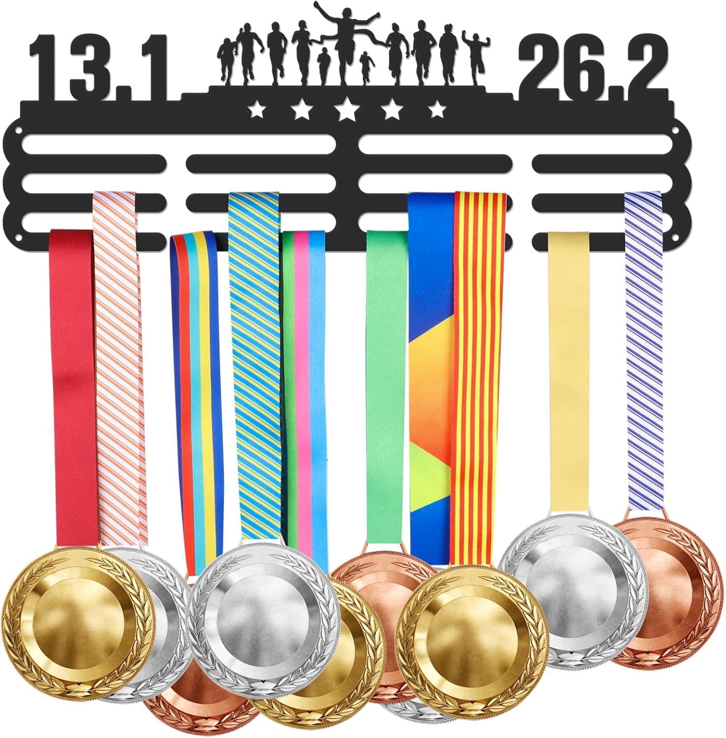 Marathon Medal Holder Display Hanger Rack Half Marathon Sports Awards Ribbon Metal Holder Rack Wall Mounted for 13.1 26.2 Miles Athletes Champions Players for Over 60 Medals BlackDIY