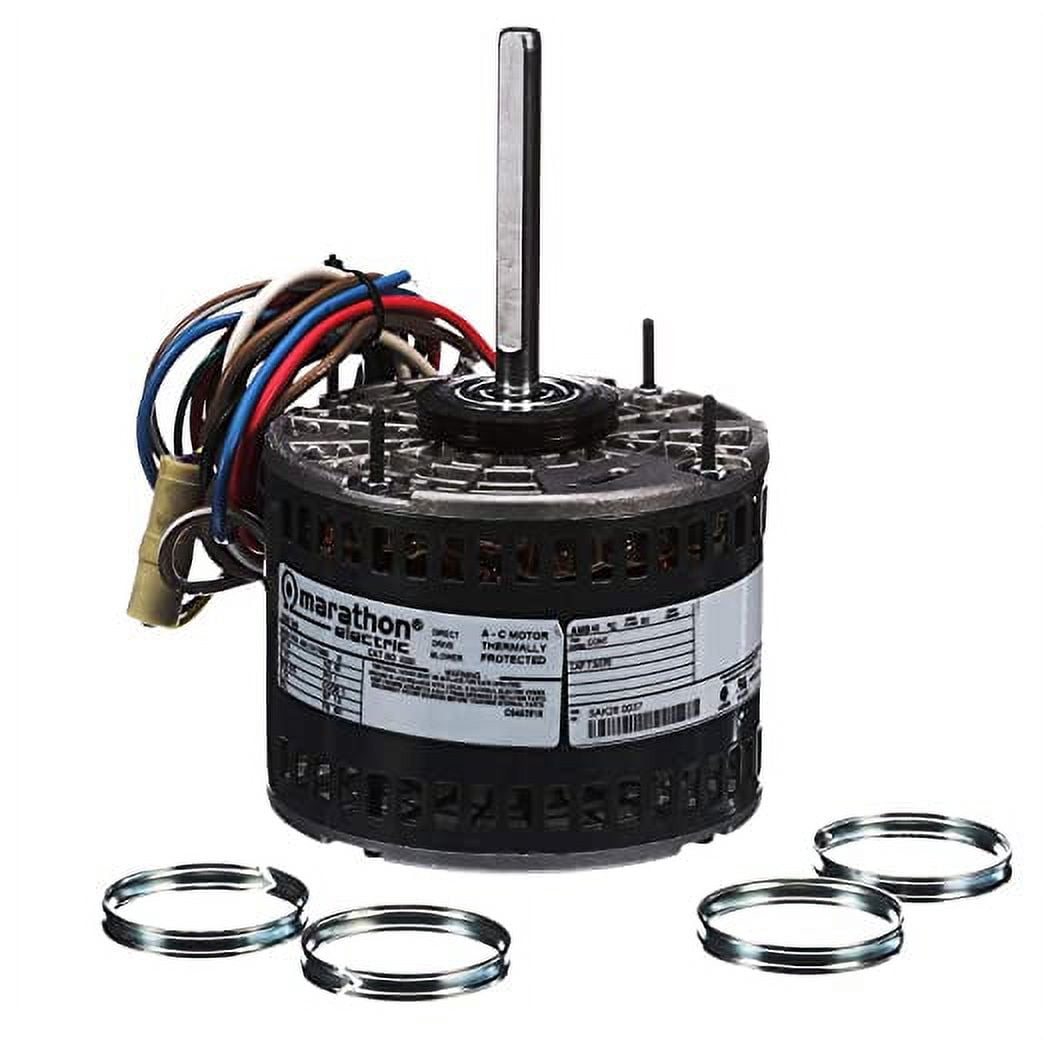 Marathon Motors MX000 X000 48Y Frame Open Air Over 48A11O1798 Direct Drive Motor 1/4 hp, 1075 RPM, 115 VAC, 1 Phase, 3 Speeds, Ball Bearing, Permanent Split Capacitor, Thru-Bolt