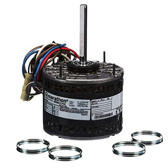 Marathon Motors MX000 X000 48Y Frame Open Air Over 48A11O1798 Direct Drive Motor 1/4 hp, 1075 RPM, 115 VAC, 1 Phase, 3 Speeds, Ball Bearing, Permanent Split Capacitor, Thru-Bolt