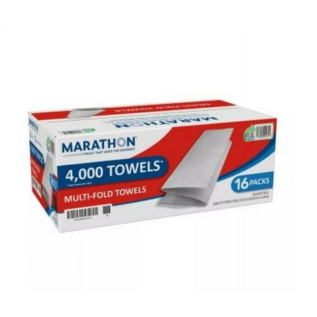 Marathon Multifold Paper Towels, 1-Ply, 9 1/5" x 9 2/5", White (4000 Ct.)