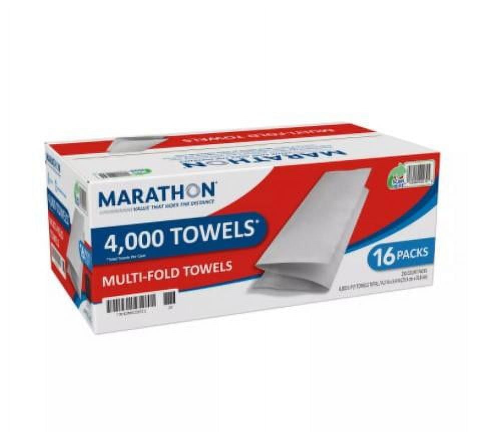 Marathon Multifold Paper Towels, 1Ply, 9 1/5" x 9 2/5", White (4000 Ct