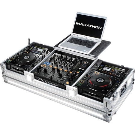 Marathon Professional MA-CDJDJMWLTWH Nexus Mixer & 2 Large-Format Cd-Player With Laptop Shelf & Wheels