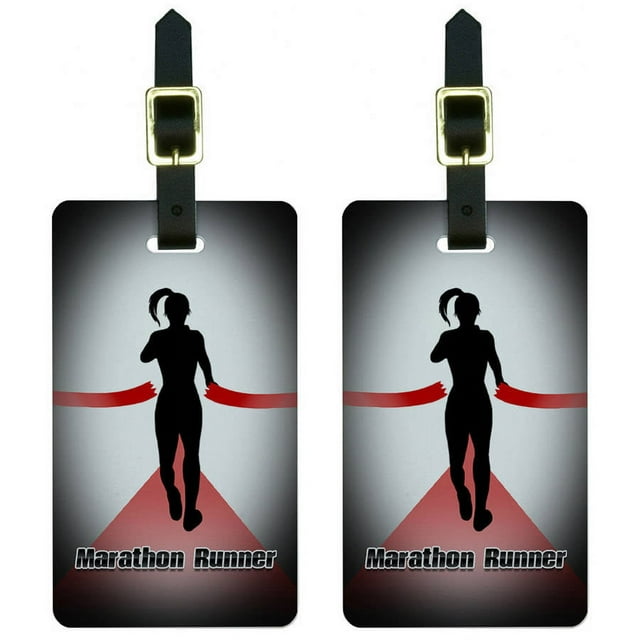 Marathon Runner Running Jogging Woman Luggage Tags Suitcase ID, Set of