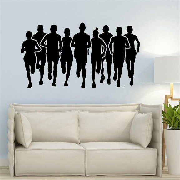 Marathon Runner Wall Decal Running Sport Run Athletic Club Fitness Poster Gym Vinyl Wall Sticker Home Decor Kids Room Mural 76x42cm
