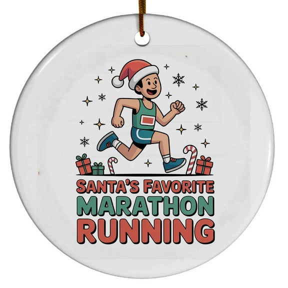 Marathon Running Christmas Ornament 2025, Custom Gifts for Marathon Running Lovers, Gift for Christmas, Xmas Tree Hanging Decoration, Gifts Sports Fan, Santa's Favorite Marathon Running