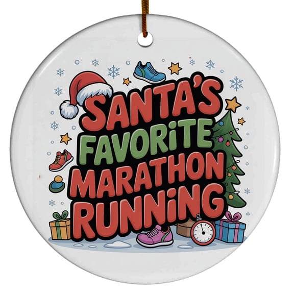 Marathon Running Christmas Ornament 2025, Custom Gifts for Marathon Running Lovers, Gift for Christmas, Xmas Tree Hanging Decoration, Gifts Sports Fan, Santa's Favorite Marathon Running