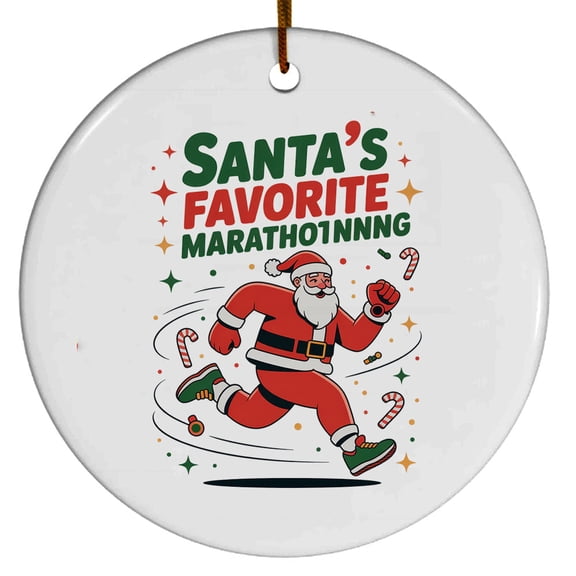 Marathon Running Christmas Ornament 2025, Custom Gifts for Marathon Running Lovers, Gift for Christmas, Xmas Tree Hanging Decoration, Gifts Sports Fan, Santa's Favorite Marathon Running