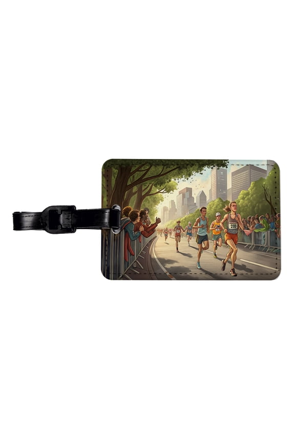 Marathon Running Race Jogging Faux Leather Travel Luggage Tag