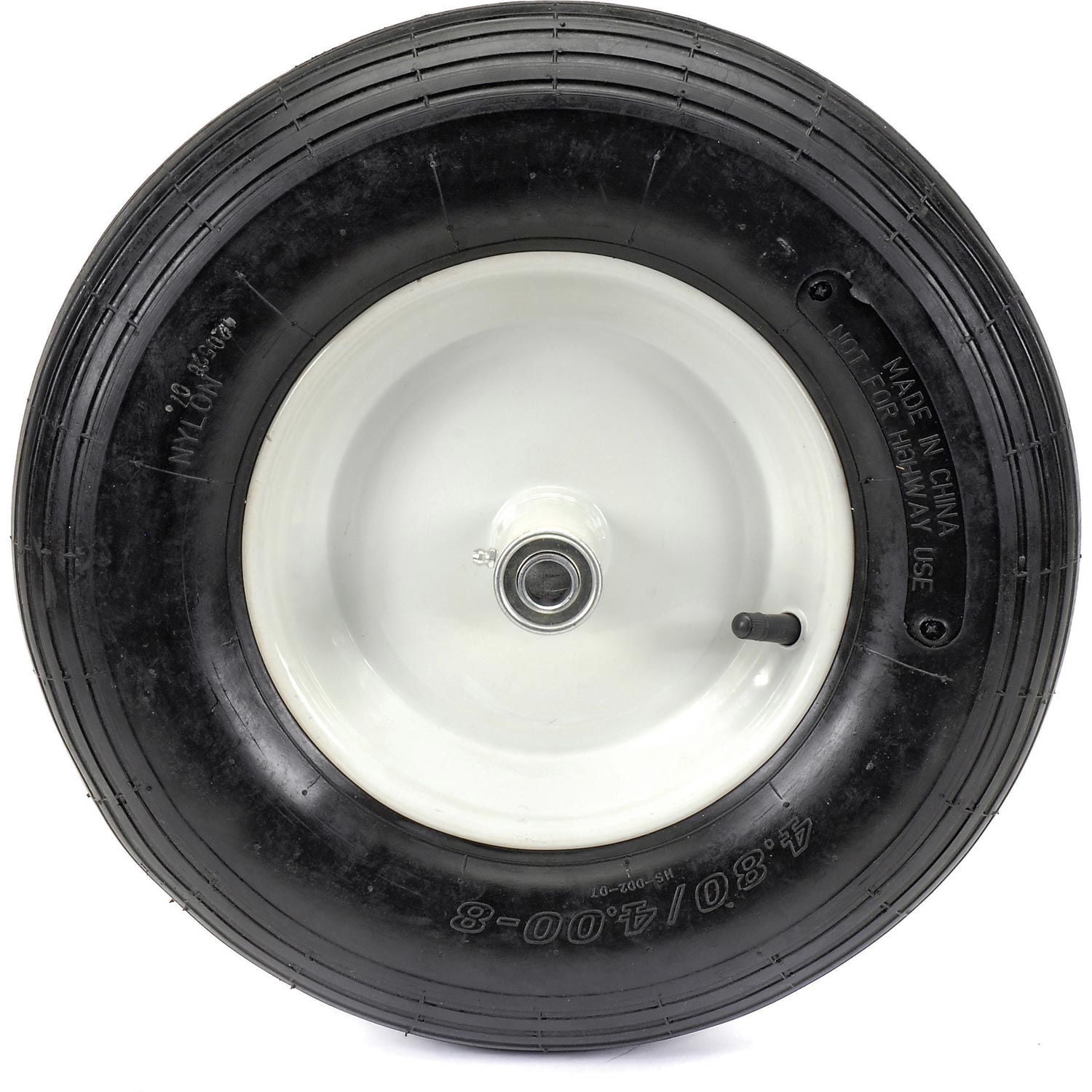 Marathon 20001 8" Pneumatic Wheelbarrow Tire W/Ribbed Tread 6" Centered Hub