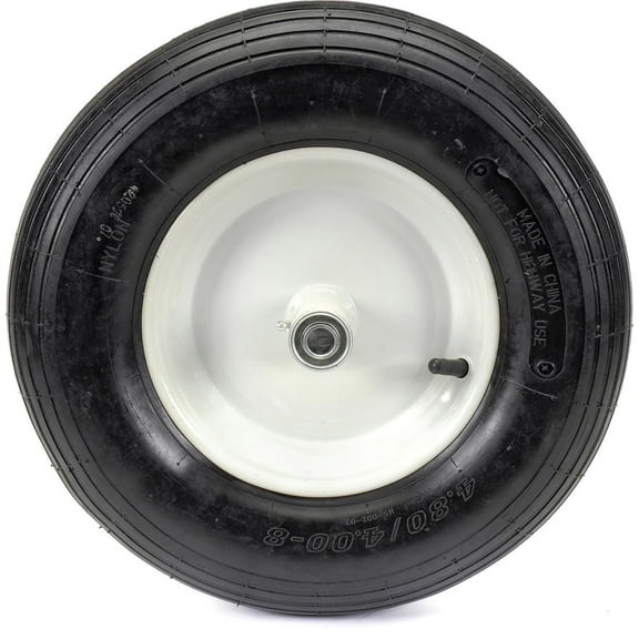 Marathon 20001 8" Pneumatic Wheelbarrow Tire W/Ribbed Tread 6" Centered Hub