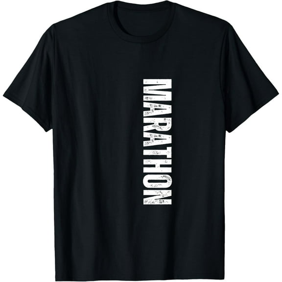 Marathon Vintage Distressed Marathon Running T-Shirt men and women can wear, black, white, gifts