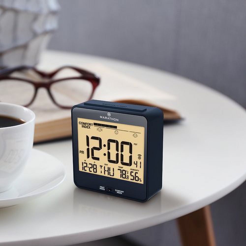 Marathon Watch Atomic Desk Clock w/Backlight, Heat and Comfort Index