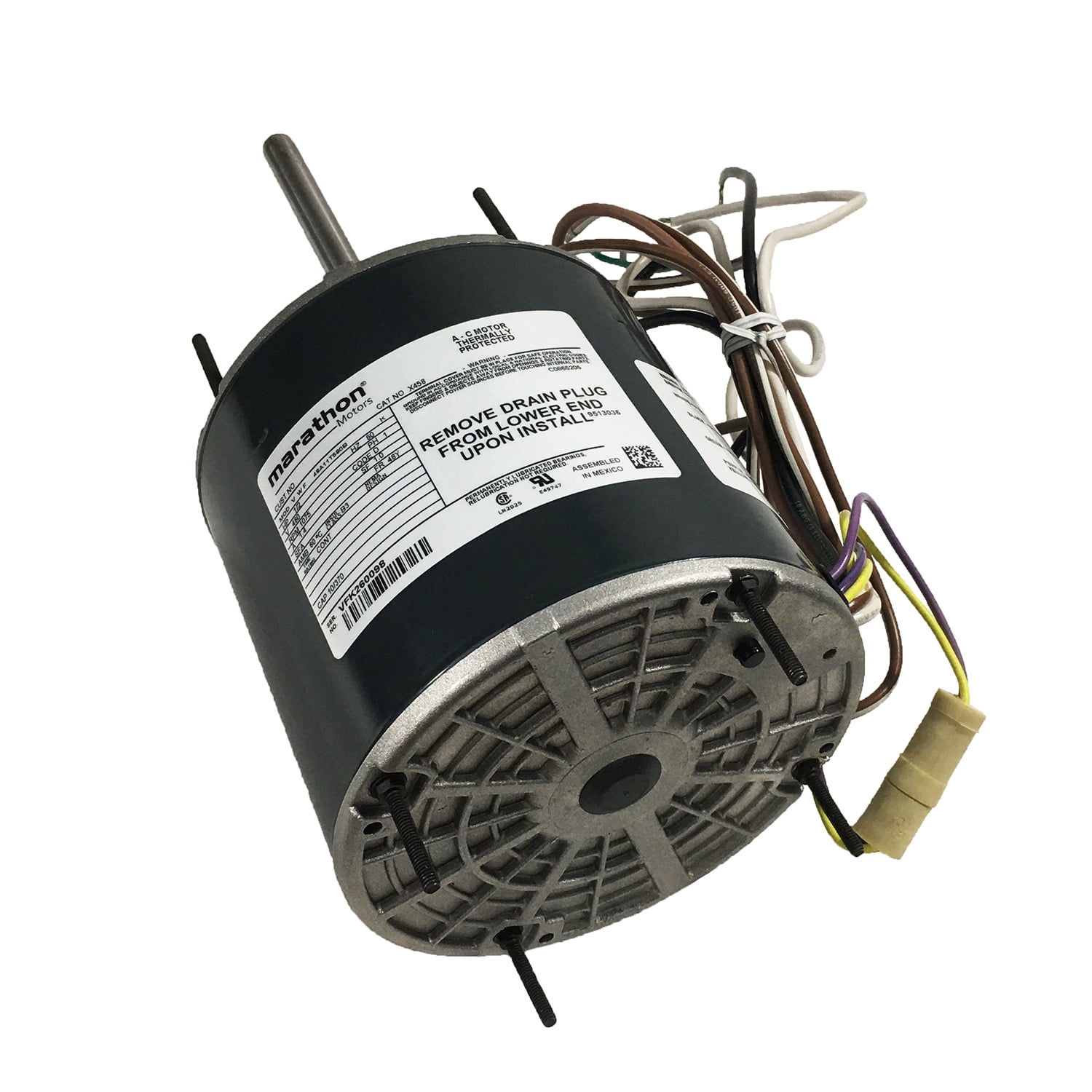 Marathon X458 48Y Frame Totally Enclosed 48A11T580 Condenser Fan Motor 1/2 hp, 1075 rpm, 460 VAC, 1 Phase, 1 Speed, Ball Bearing, Permanent Split Capacitor, Thru-Bolt