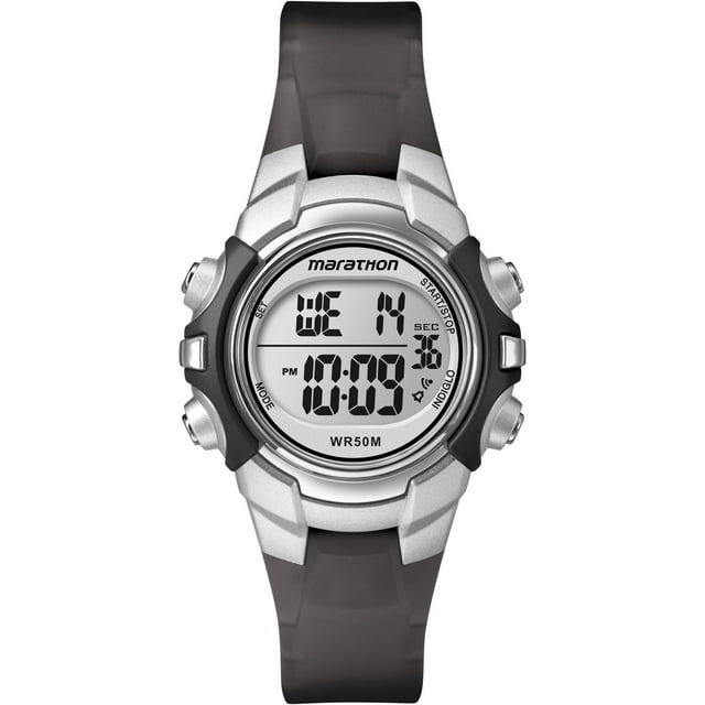 Marathon by Timex Unisex Black/Silver 33mm Sport Watch, Resin Strap