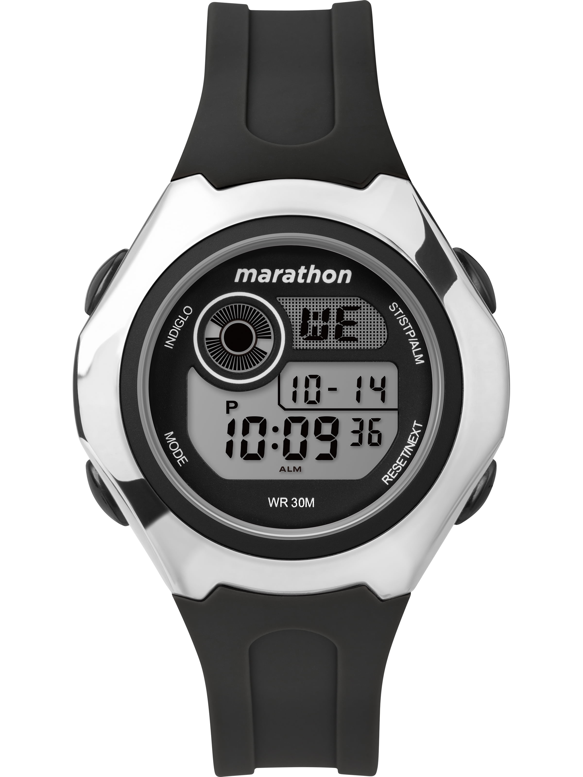 Marathon by Timex Women's Digital 39mm Black/Silver-Tone Watch