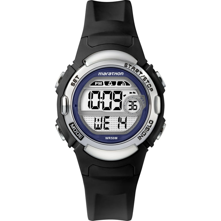 Marathon by Timex Women s Digital Mid Size Black Purple Watch Resin Strap Walmart