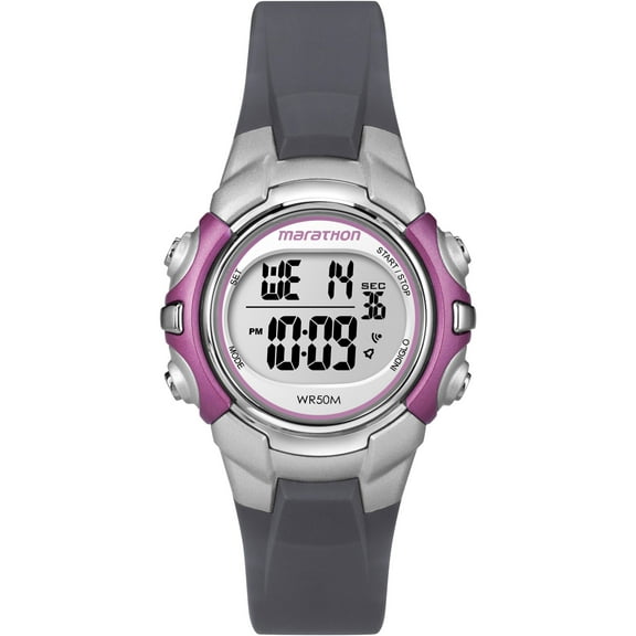 Marathon by Timex Women's Gray/Pink 33mm Sport Watch, Resin Strap