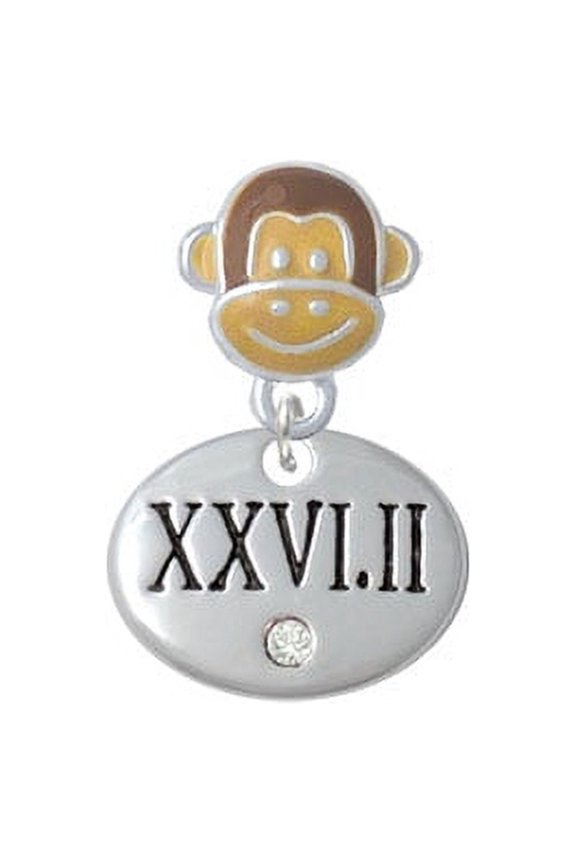 Marathon with Clear Crystal Roman Numeral - Monkey Face Charm Bead