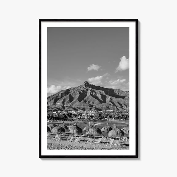 Marbella Black And White Fine Art Photo Print Mountain View Panoramic Malaga Spain, Unframed Paper Print