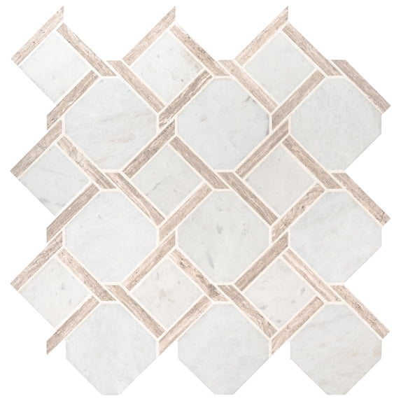Marbella Lynx 12 in. x 12 in x 10mm Polished Marble Mesh-Mounted Mosaic Tile (10 sq. ft. / case)