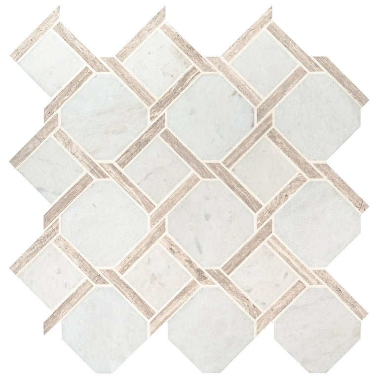 Angora Framework 12 in. x 12 in. x 10mm Polished Marble Mesh-Mounted Mosaic Tile (10 sq. ft./case) Angora Framework 12 in. x 12 in. x 10mm Polished Marble Mesh-Mounted Mosaic Tile (10 sq. ft./case)