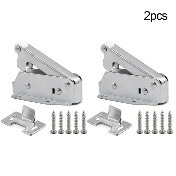 Marbhall 2Pcs Push To Open Touch Release Lock Spring Loaded Mini Tip Latch Cupboard Door Silver