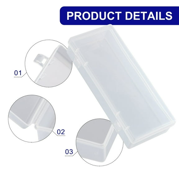Marbhall Rectangular Empty Plastic Organizer Storage Box Containers with Hinged Lids for Small Items and Other Craft Projects Clear