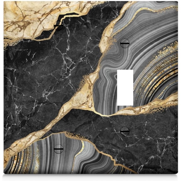 Marble 1 Toggle 1 Blank Light Switch Cover Outlet Covers Wall Plate Electrical Receptacle Switchplate Decorate Plug Cover For Living Room Bathroom Bedroom Kitchen 4.6x4.5 Inches