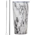 thumbnail image 1 of Marble 20oz Insulated Stainless Steel Tumbler With Lids And Straws Stainless Steel Double Wall Vacuum Insulated Travel Coffee Mug Leak-Proof Lid & Flip Lid For Hot And Cold Drinks, 1 of 7